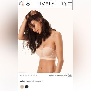 Lively “The Smooth Strapless” bra Toasted Almond, 36A, worn 4 times, no straps